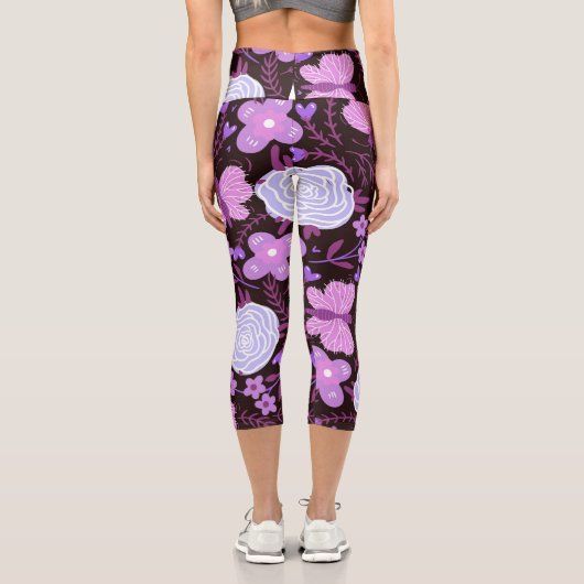 Leggings Capri Fleur papillon rose (Verso)