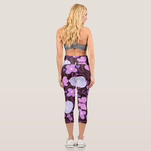 Leggings Capri Fleur papillon rose (Verso)