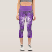 Leggings Capri Fleur psychédélique violette Abstraite Fractal Art (Recto)