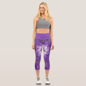 Leggings Capri Fleur psychédélique violette Abstraite Fractal Art (Recto)