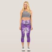 Leggings Capri Fleur psychédélique violette Abstraite Fractal Art (Recto)