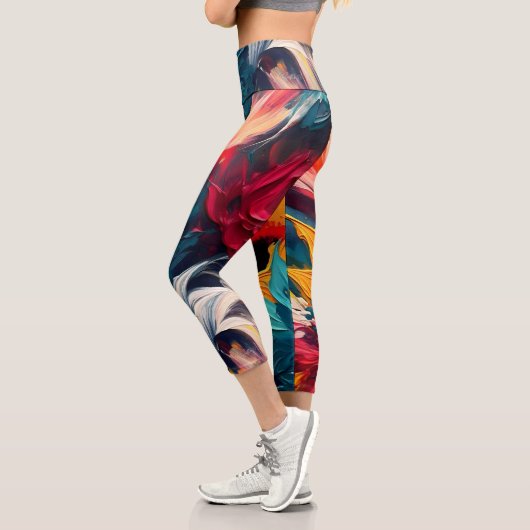 Leggings Capri Fleur Radieuse – Expression Florale Abstraite Auda (Gauche)