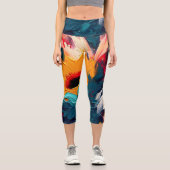 Leggings Capri Fleur Radieuse – Expression Florale Abstraite Auda (Recto)
