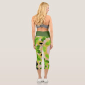 Leggings Capri Fleur Retro Mandala jaune vert et blanc (Verso)