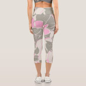 Leggings Capri Fleur Rose Abstraite (Verso)