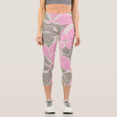 Leggings Capri Fleur Rose Abstraite (Recto)
