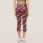 Leggings Capri Fleur Rouge Dans Le Soleil Clôturer Motif (Verso)