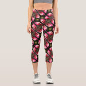 Leggings Capri Fleur Rouge Dans Le Soleil Clôturer Motif (Recto)