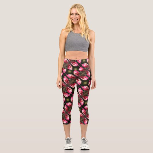 Leggings Capri Fleur Rouge Dans Le Soleil Clôturer Motif (Recto)