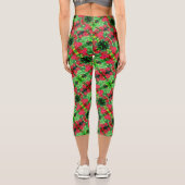 Leggings Capri Fleur rouge Zinnia de fond Motif Abstrait (Verso)