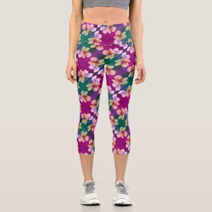 Leggings Capri Fleur sauvage jaune délicat Motif d'art Abstrait