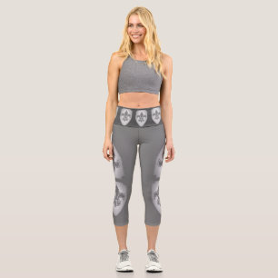 Leggings Capri Fleur Shield pour femme Motif haute taille Capri .