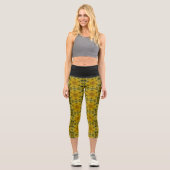 Leggings Capri Fleur soleil éclate dorée (Recto)