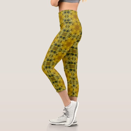 Leggings Capri Fleur soleil éclate dorée (Gauche)