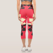 Leggings Capri Fleur stylisée : noir rouge ivoire (Verso)