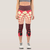 Leggings Capri Fleur stylisée : noir rouge ivoire (Recto)