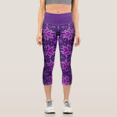 Leggings Capri Fleur violet hypnotique vibrante Fractale (Recto)