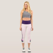 Leggings Capri Fleur violet papillon rose - Nom - Blush (Recto)