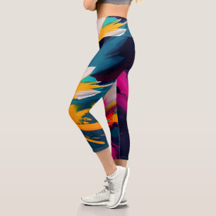 Leggings Capri Fleur Vivace – Énergie Florale Abstraite Explosive