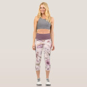 Leggings Capri Fleuris Taille Haute (Recto)