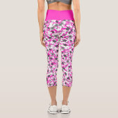 Leggings Capri Fleurs abstraites rose pâle et gris blanc (Verso)