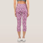 Leggings Capri Fleurs blanches noires mignonnes (Verso)