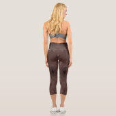 Leggings Capri Fleurs brunes Abstraites avec or (Verso)