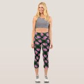 Leggings Capri Fleurs Cosmos rose Motif Abstrait (Recto)