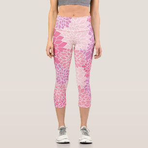 Leggings Capri Fleurs Dahlia, Motif De Fleurs, Dahlia Rose