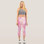 Leggings Capri Fleurs Dahlia, Motif De Fleurs, Dahlia Rose (Recto)