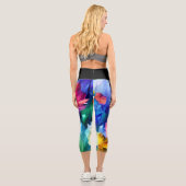Leggings Capri Fleurs d'aquarelle vives (Verso)