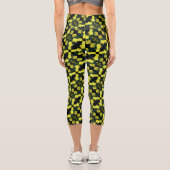 Leggings Capri Fleurs de géranium jaune Motif Abstrait (Verso)