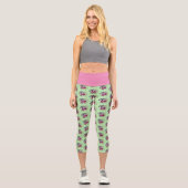 Leggings Capri Fleurs de lotus henné éléphant (Recto)