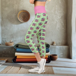 Leggings Capri Fleurs de lotus henné éléphant