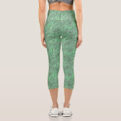 Leggings Capri Fleurs de marguerite verte Motif d'art naturel (Verso)