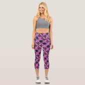Leggings Capri Fleurs de marguerite violette Conception abstraite (Recto)