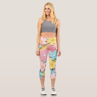 Leggings Capri Fleurs de papier