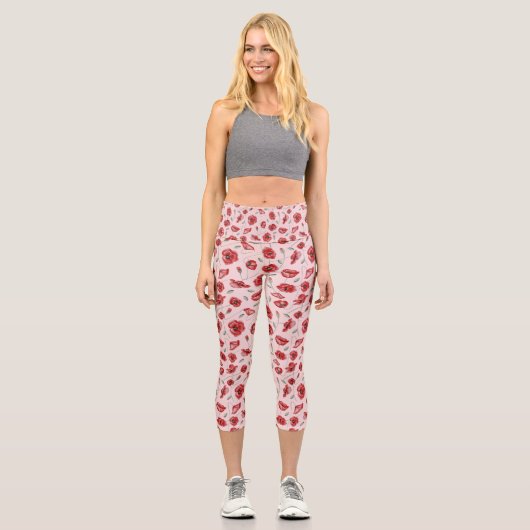 Leggings Capri Fleurs de pavot (Recto)