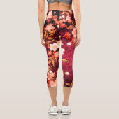 LEGGINGS CAPRI FLEURS DE PRINTEMPS BLANC ROSE, FLEURS FLORALES RO (Verso)