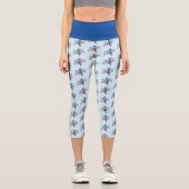 Leggings Capri Fleurs de printemps bleu Jay (Recto)
