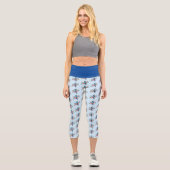 Leggings Capri Fleurs de printemps bleu Jay (Recto)