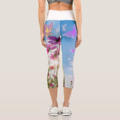 Leggings Capri fleurs de printemps et papillon (Verso)