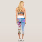 Leggings Capri fleurs de printemps et papillon (Verso)