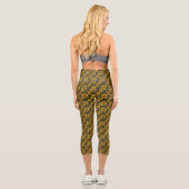 Leggings Capri Fleurs de soleil jaunes sur le noir (Verso)