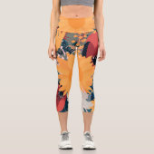 Leggings Capri Fleurs de soleil modernes Floral Automne Couleurs  (Recto)