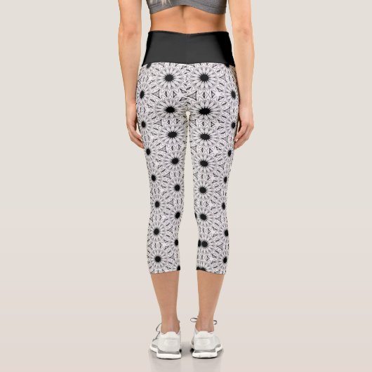 Leggings Capri Fleurs dentelles noires et blanches (Verso)