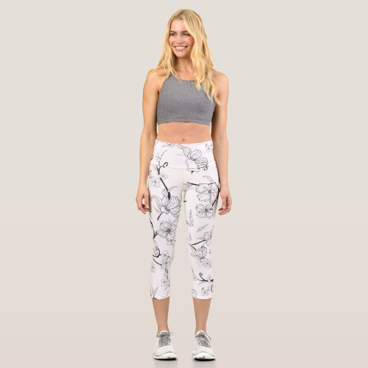Leggings Capri Fleurs déplaisantes Motif 7 (Recto)