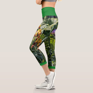 Leggings Capri Fleurs d'Iris Pastel Fougère Nature Stylisée Leggi
