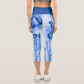 Leggings Capri Fleurs encrées Abstraites bleu (Verso)