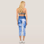 Leggings Capri Fleurs encrées Abstraites bleu (Verso)